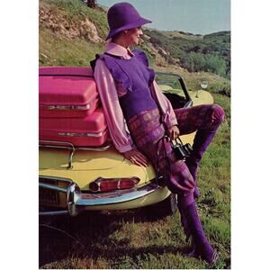 Vintage Bobbie Brooks Womens Wool Knickers Pants Purple Jacquard Hi Rise Sz 11*